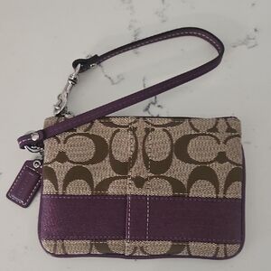 Coach Brown and Purple Signature Wristlet